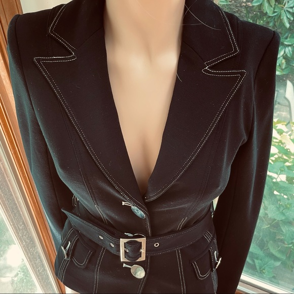 Cache Contour Collection Belted Jacket Black Sz S - Picture 4 of 16